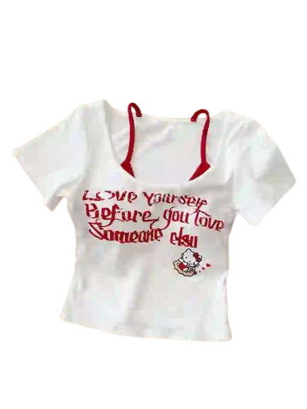Sweet & Chic Love Yourself Graphic Slim Fit Top