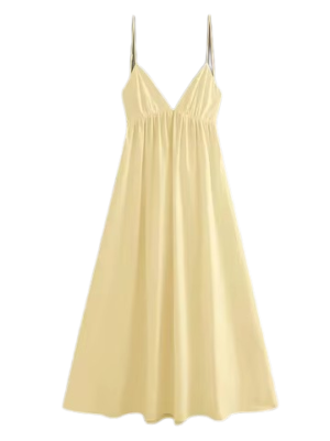 Elegant V-Neck Spaghetti Strap Flowy Maxi Dress