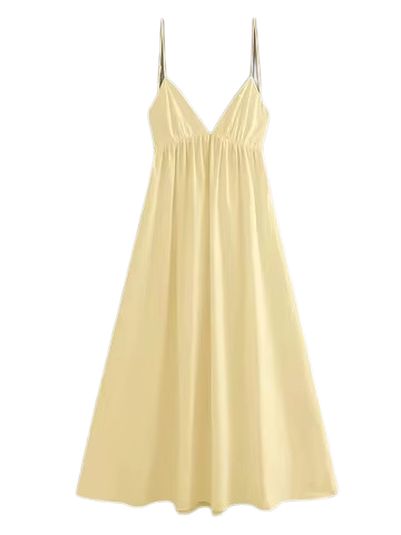 Elegant V-Neck Spaghetti Strap Flowy Maxi Dress