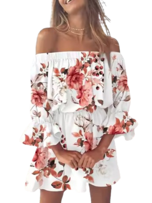 Floral Off-Shoulder Ruffle Mini Dress