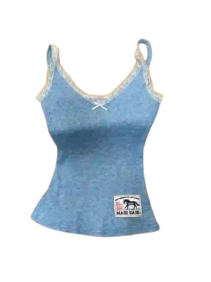 Soft Ribbed Lace Trim Spaghetti Strap Cami