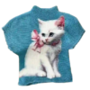 Cute Kitten Graphic Ribbed Knit Top