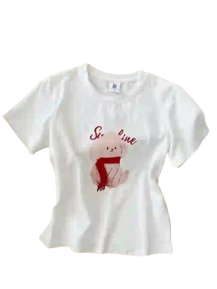Cute Bear Graphic “Sunshine” Casual T-Shirt