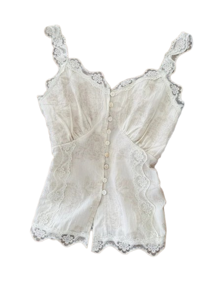 Romantic Lace Button-Up Camisole Top